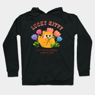 Lucky Kitty, Have A Nice Day, Colroful Flower Hoodie